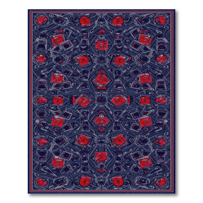 Red Camera Motif Area Rug