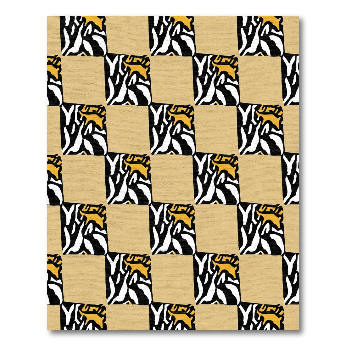 Sandy Yellow Zebra Tiger Squares Rug