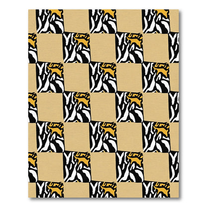 Sandy Yellow Zebra Tiger Squares Rug