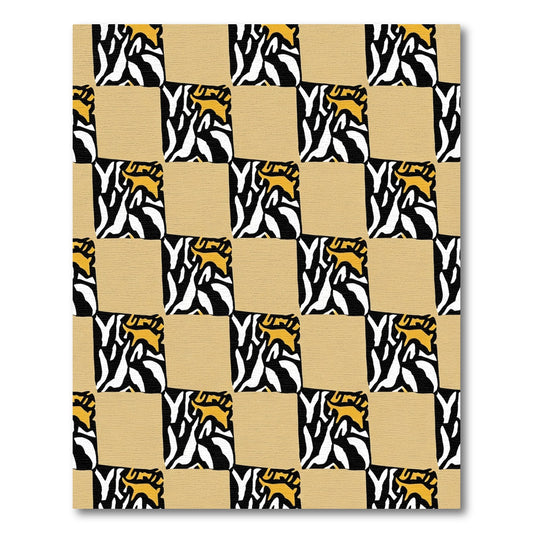Sandy Yellow Zebra Tiger Squares Rug