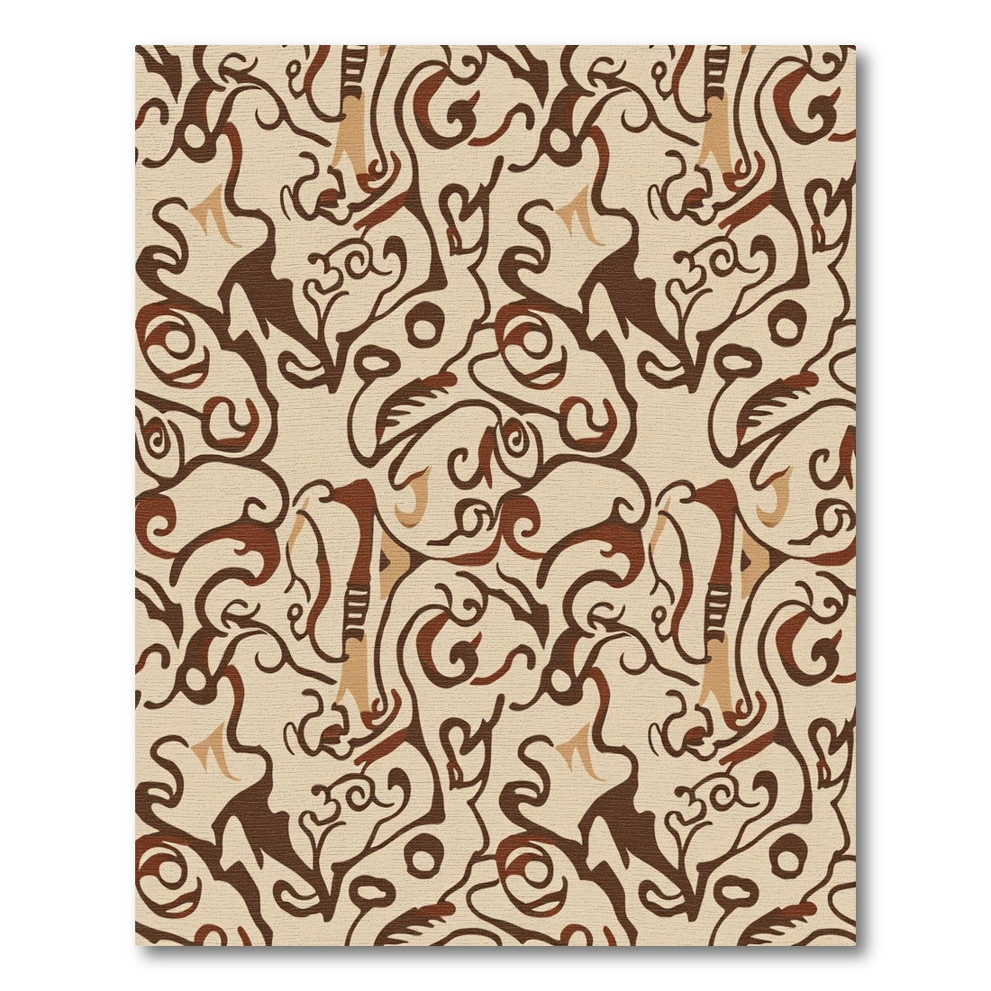 Earthy Brown Abstract Swirls Rug
