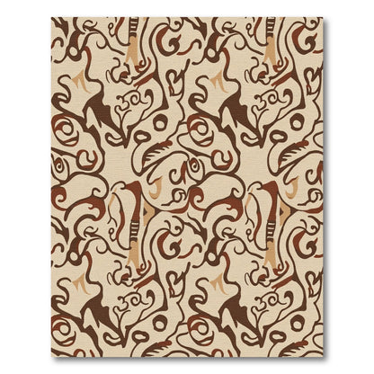Earthy Brown Abstract Swirls Rug