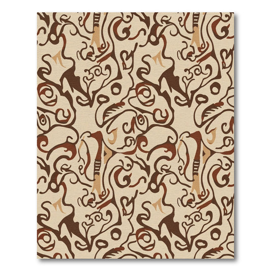Earthy Brown Abstract Swirls Rug