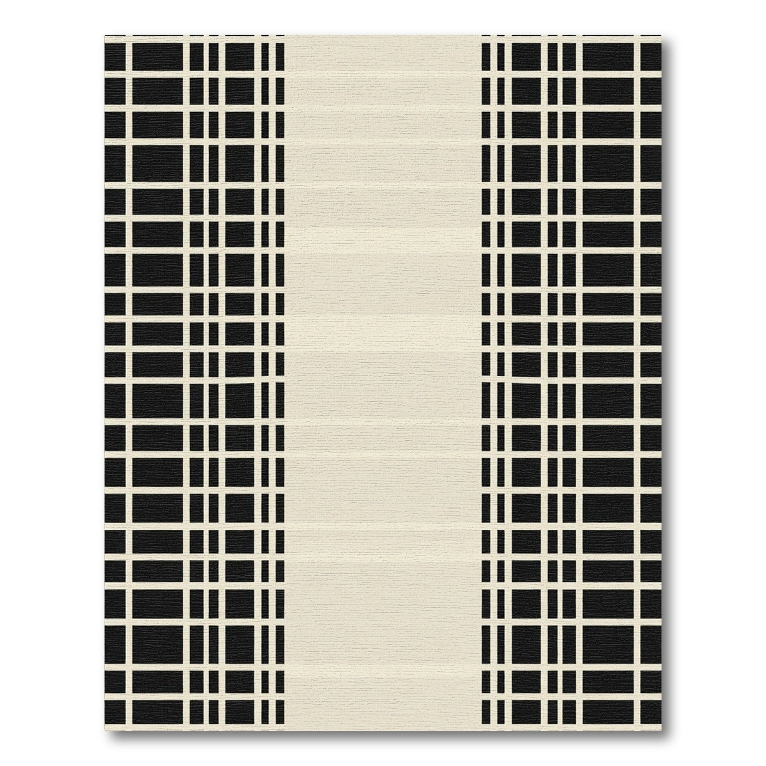 Bold Black White Grid Stripe Rug