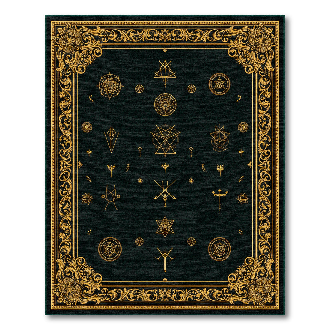 Mystical Gold Symbols Area Rug