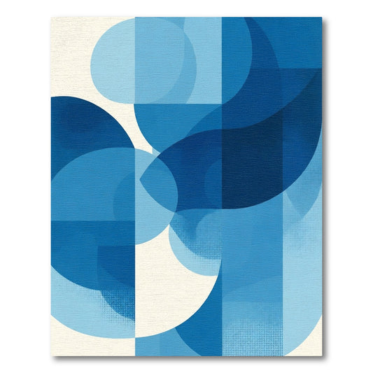 Deep Blue Geometric Overlapping Circles Rug