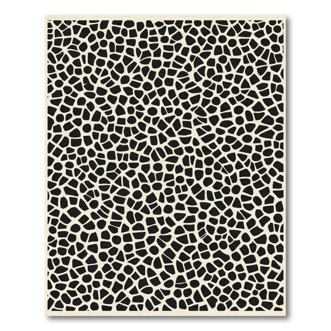 Cream and Black Organic Mosaic Rug