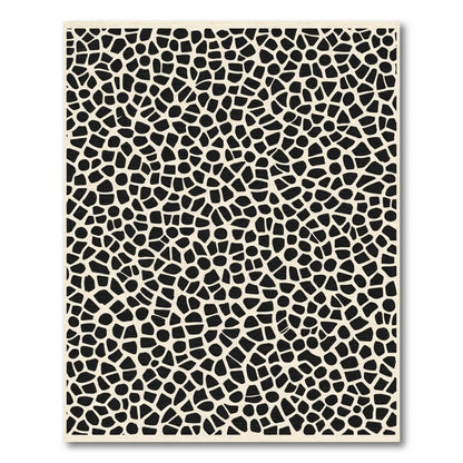 Cream and Black Organic Mosaic Rug