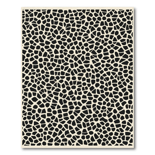 Cream and Black Organic Mosaic Rug