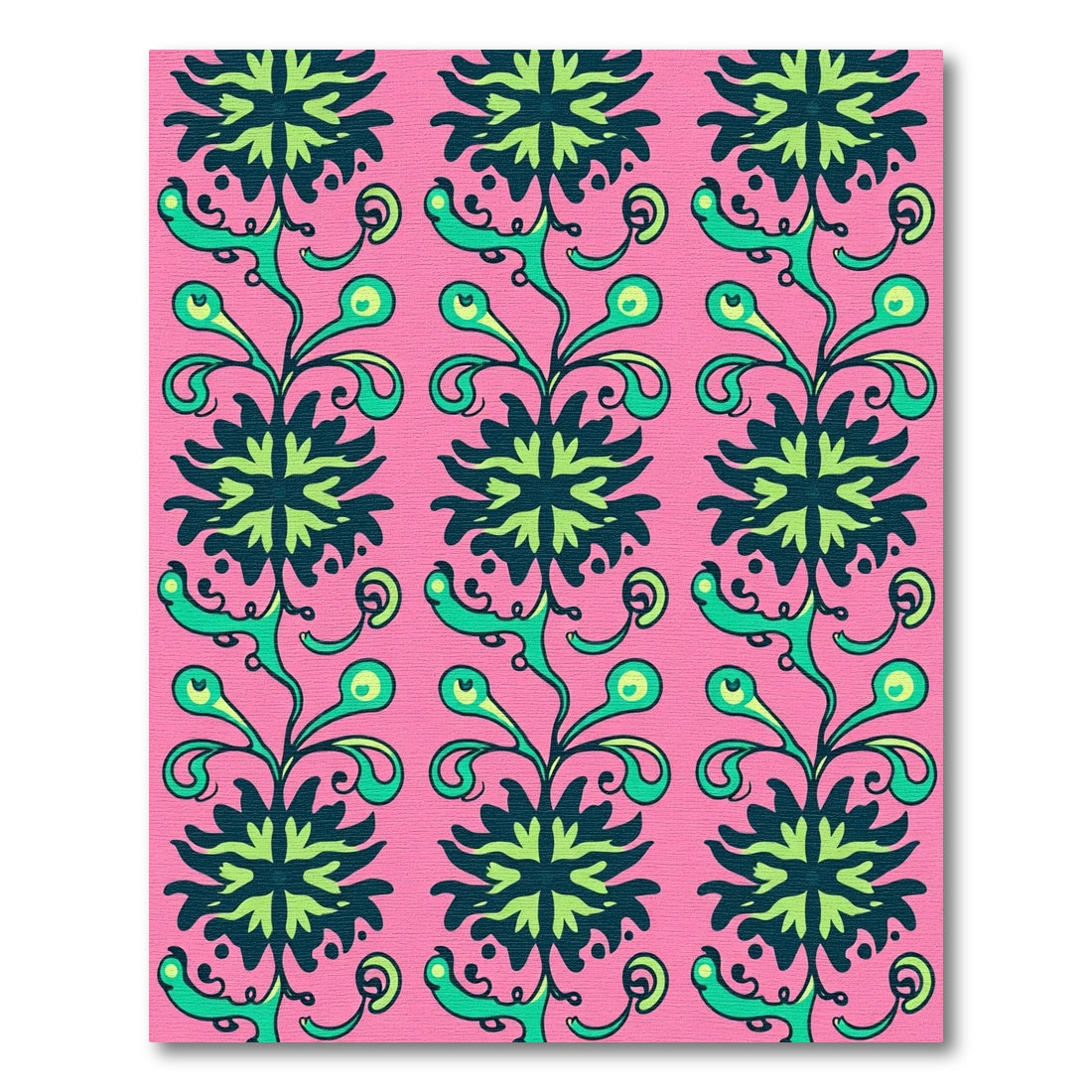 Pink Tropical Floral Swirl Rug