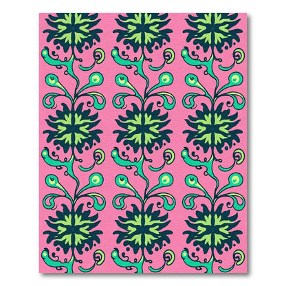 Pink Tropical Floral Swirl Rug