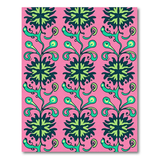 Pink Tropical Floral Swirl Rug