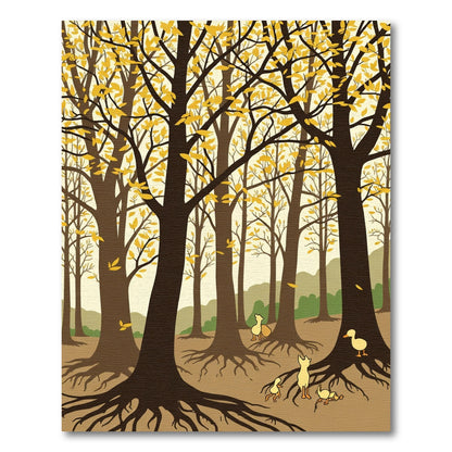 Fall Forest Scene with Animals Rug
