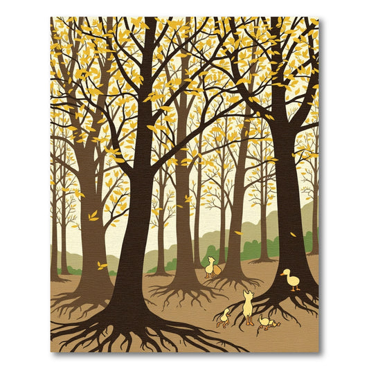 Fall Forest Scene with Animals Rug