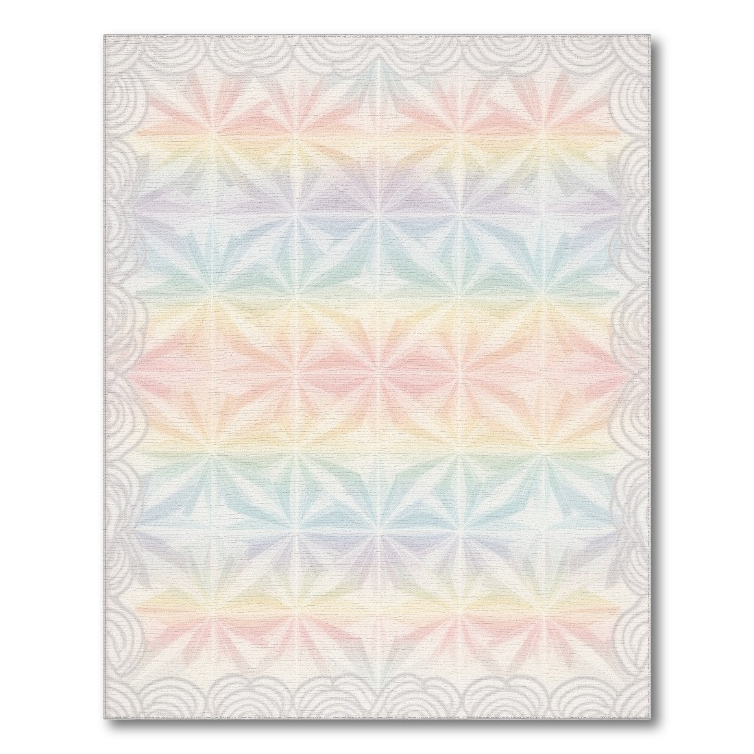 Pastel Rainbow Geometric Starburst Area Rug