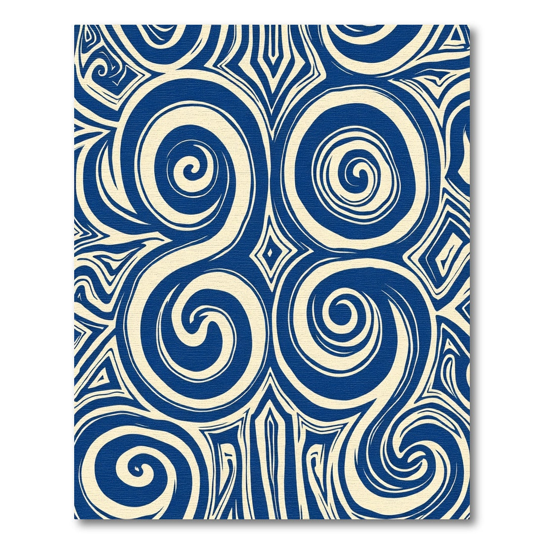 Deep Blue Swirl Tribal Harmony Rug