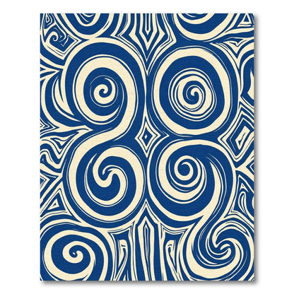 Deep Blue Swirl Tribal Harmony Rug
