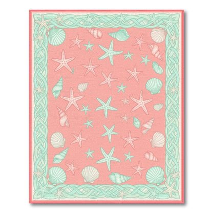 Pink Coastal Starfish Seashell Area Rug