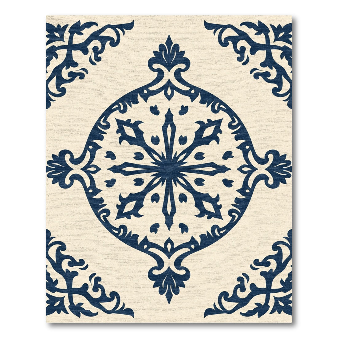 Deep Blue Vintage Medallion Ornament Rug
