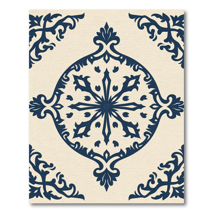 Deep Blue Vintage Medallion Ornament Rug