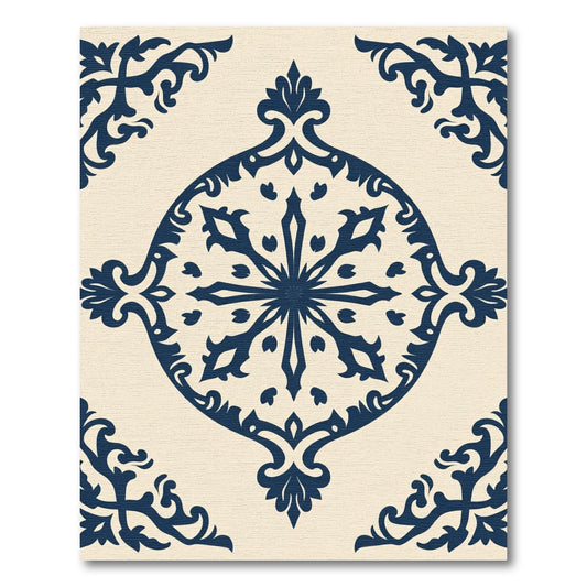 Deep Blue Vintage Medallion Ornament Rug