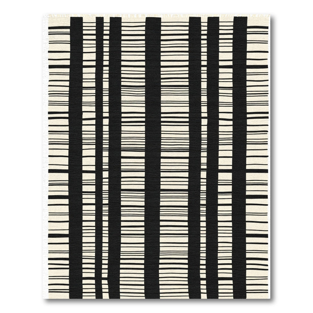 Black Cream Vertical Stripe Abstract Rug