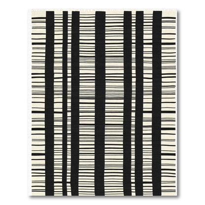 Black Cream Vertical Stripe Abstract Rug