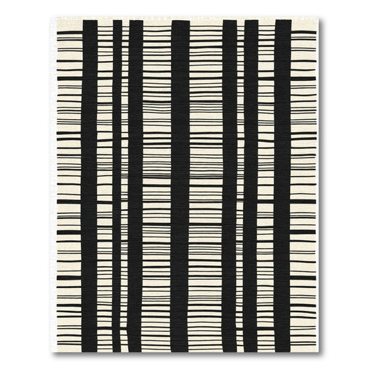 Black Cream Vertical Stripe Abstract Rug