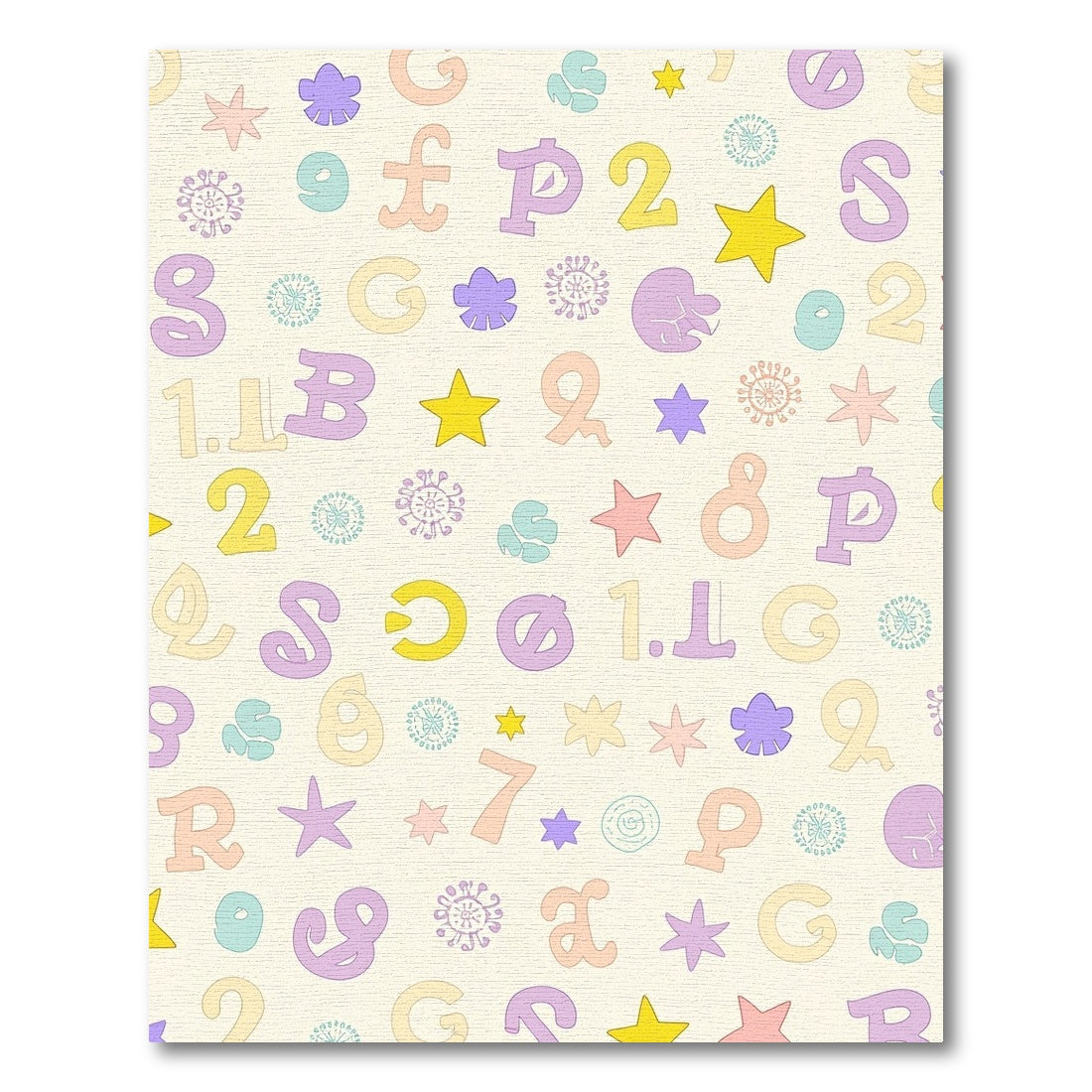 Pastel Letters and Stars Scattered Rug