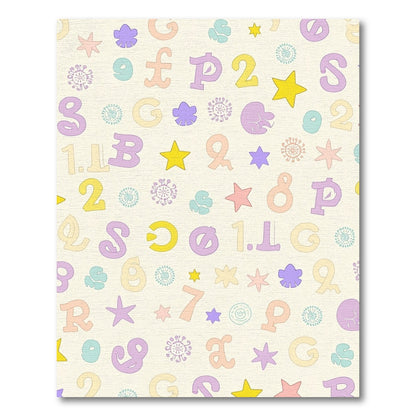 Pastel Letters and Stars Scattered Rug