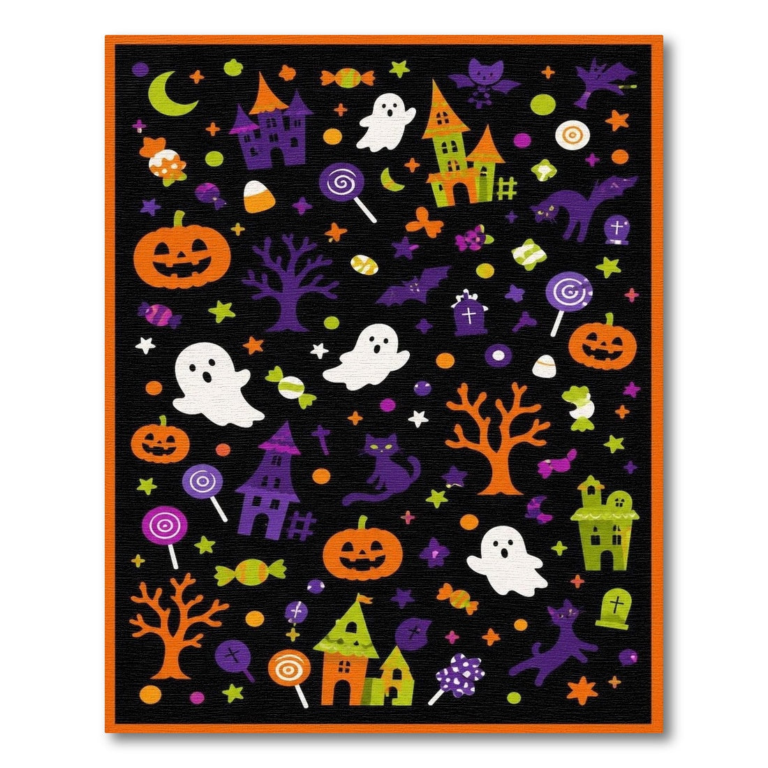 Halloween Multi-color and Patterns Spooky Halloween Kids Cartoon Area Rug