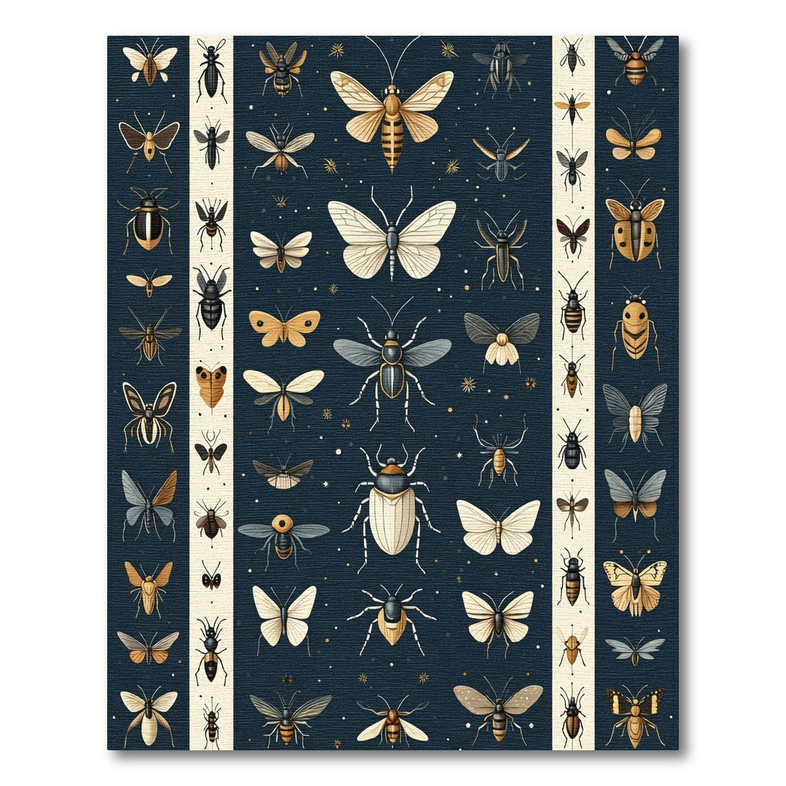 Vintage Insect Collection Dark Navy Rug