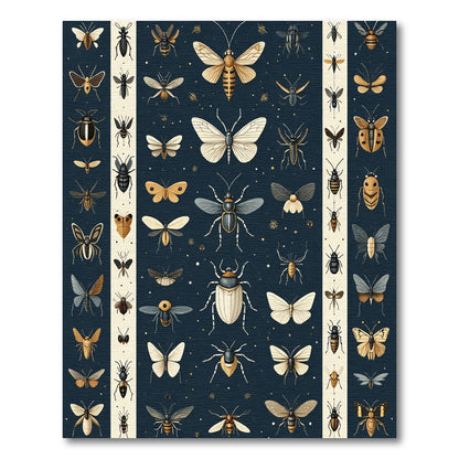Vintage Insect Collection Dark Navy Rug
