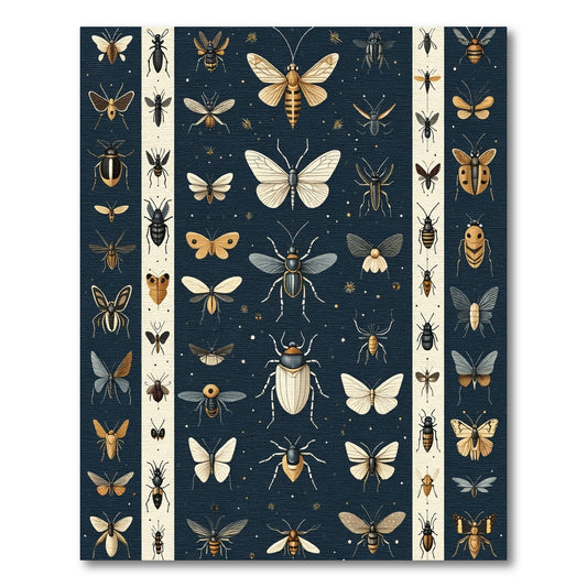 Vintage Insect Collection Dark Navy Rug