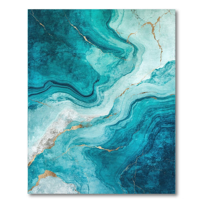 Teal Gold Vein Marble Rug
