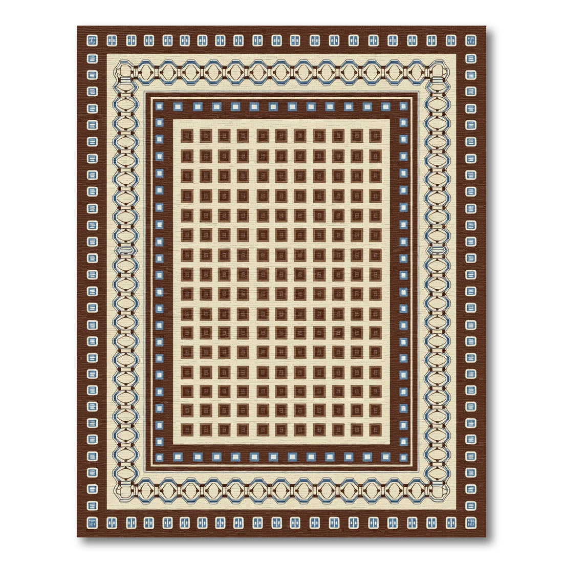 Faded Earthy Tone Geometric Inlay Rug
