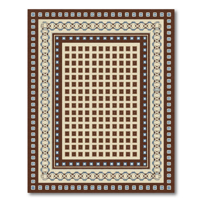 Faded Earthy Tone Geometric Inlay Rug