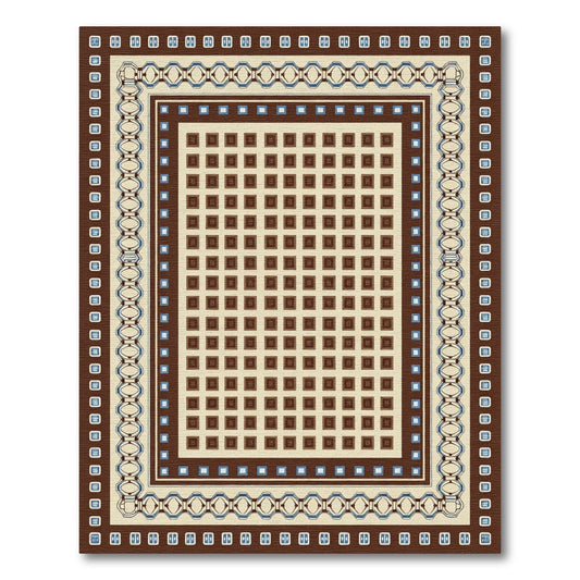Faded Earthy Tone Geometric Inlay Rug