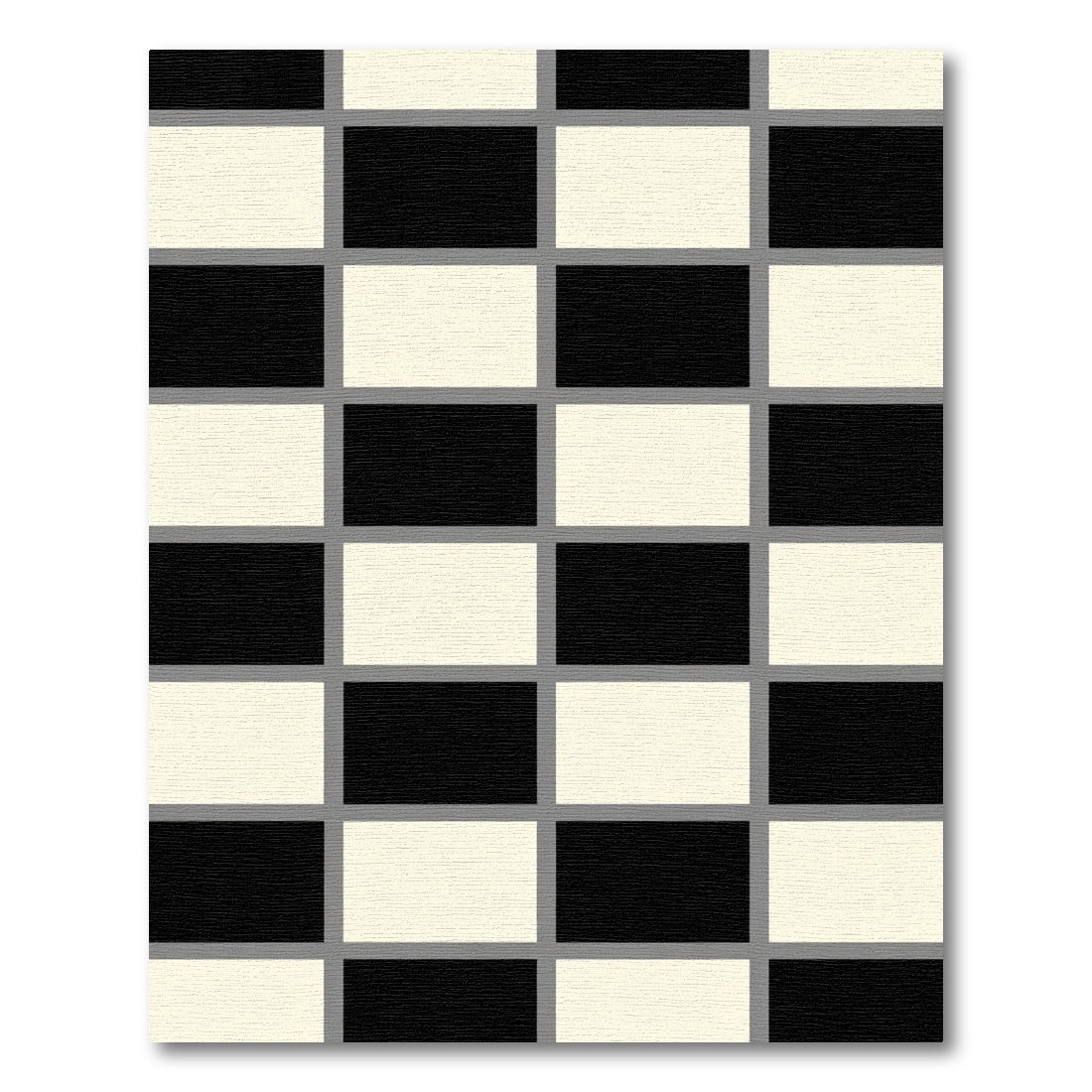 Bold Black Cream Brick Grid Rug