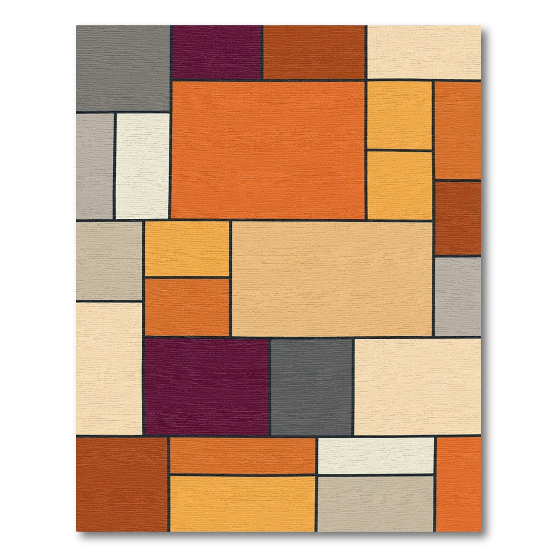 Warm Autumnal Geometric Blocks Rug