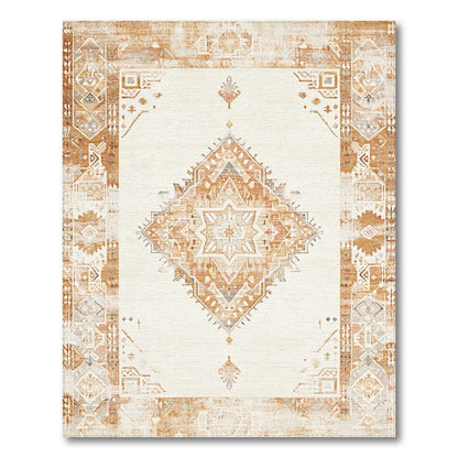 Beige Distressed Vintage Medallion Distressed Vintage Area Rug