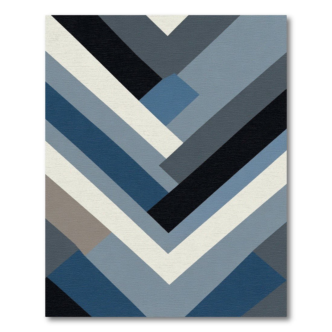 Modern Blue and Gray Geometric Weave Rug
