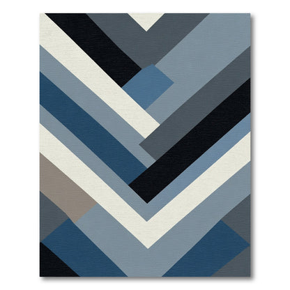 Modern Blue and Gray Geometric Weave Rug