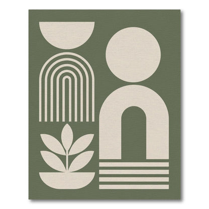 Geometric Modern Abstract Green Geometric Abstract Area Rug