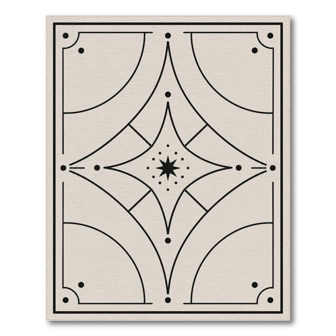 Black and White Geometric Modern Black White Geometric Star Area Rug