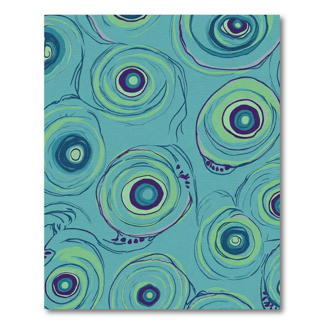 Teal Swirl Concentric Circles Rug