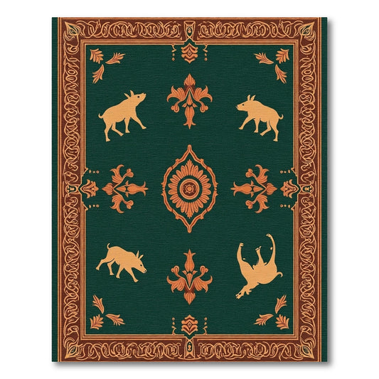 Golden Boar Emerald Brocade Rug