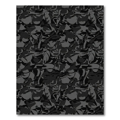Dark Gray Abstract Camouflage Blend Rug