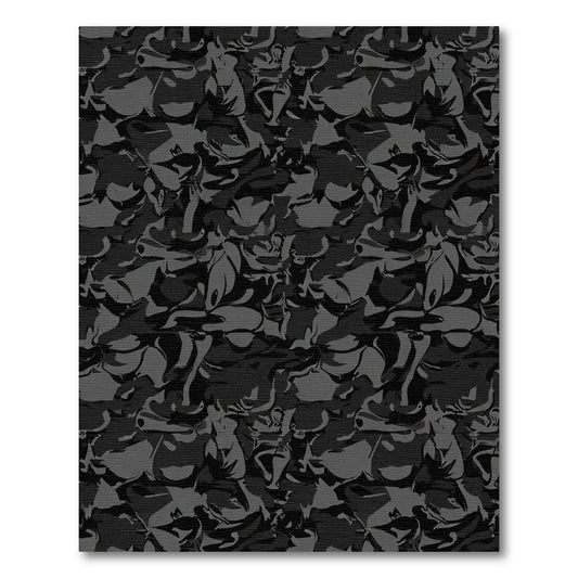 Dark Gray Abstract Camouflage Blend Rug