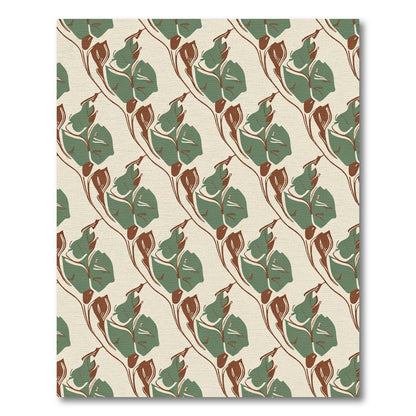 Sage Green Abstract Floral Outline Rug